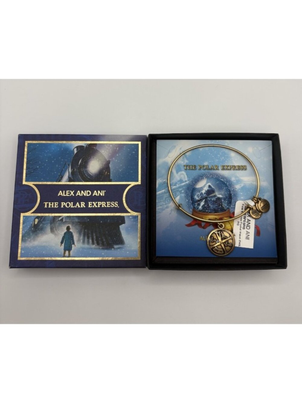 NEW Alex and Ani Polar Express Pocket Watch Gold Charm Bangle Bracelet NWT & BOX